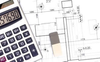 blueprint plan with calculator