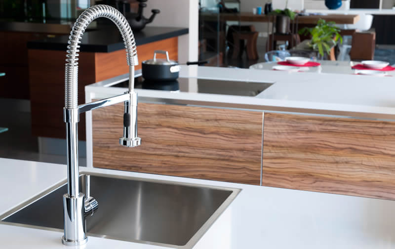 modern kitchen sink and new faucet