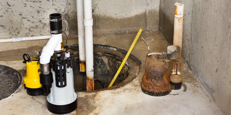 sump pump replacement with new and old