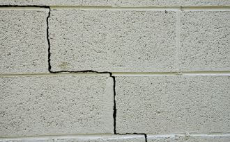 Crack in a cinder block foundation