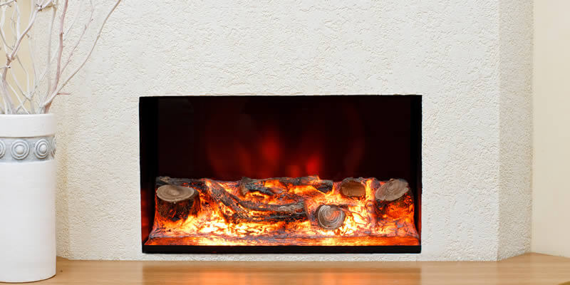 electric fireplace in drywall wall