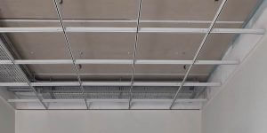 picture of suspended drop ceiling being installed