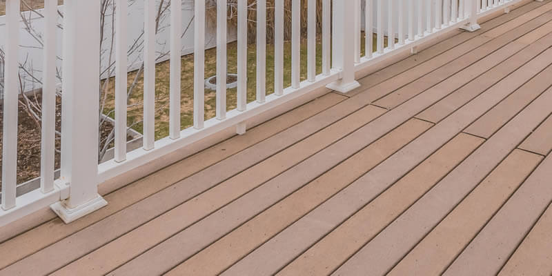 new composite wood deck with vinyl railings