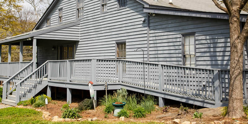 wheelchair ramp on the side of a deck
