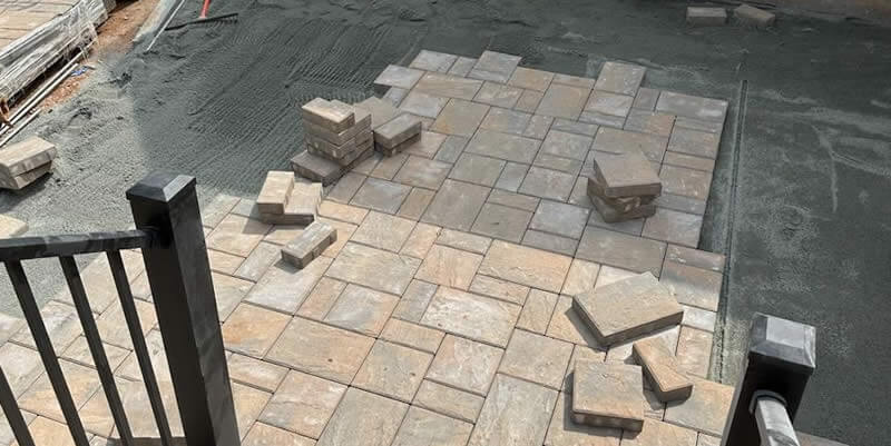 paver patio partially installed