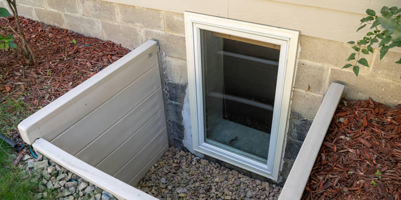 egress safety window installed in a basement foundation