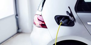 electric car charging in garage