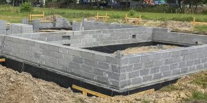 cinder block foundation with waterproofing
