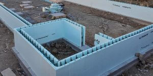 new home icf foundation walls up