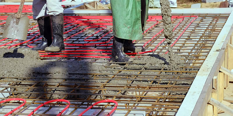slab foundation with plumbing for heated floors